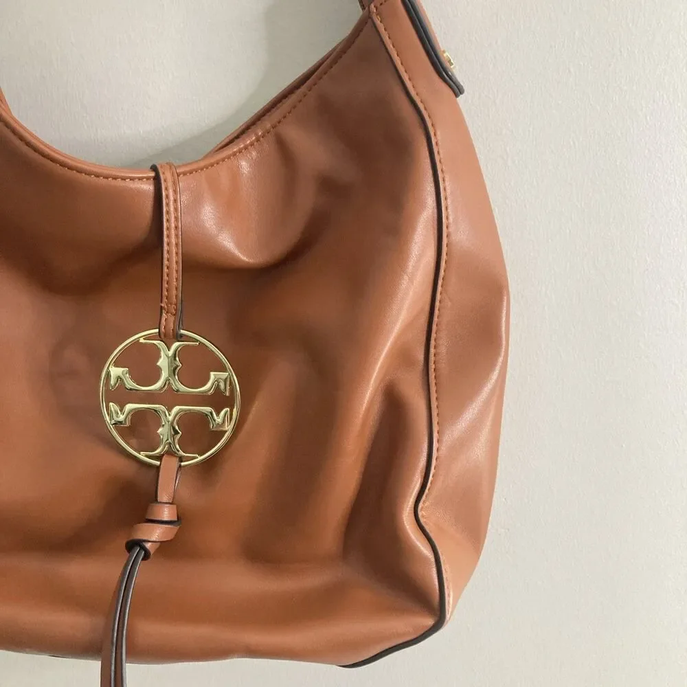 Tory Burch Metal Miller Slouchy Hobo Leather Shoulder/Crossbody Bag, Brown